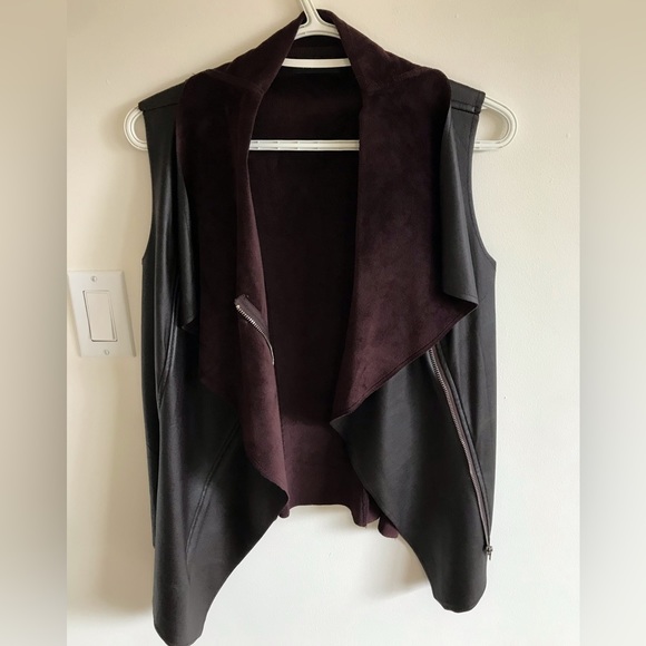 Ya ya & Co brown vegan leather and suede sleeveless vest - Picture 3 of 11